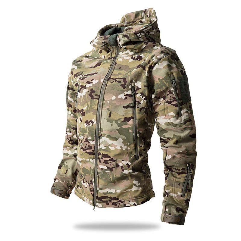 Men's Soft Shell Tactical Fleece Hooded Jacket