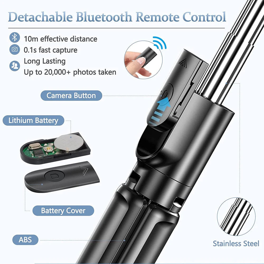 3-in-1 Bluetooth Selfie Stick Tripod with LED Fill Light & Remote Shutter