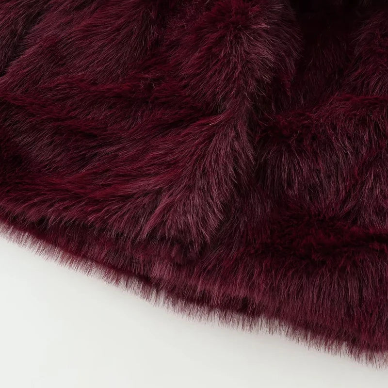 Women's Plush Faux Fur Crop Bomber Jacket – Thick High Street Winter Coat
