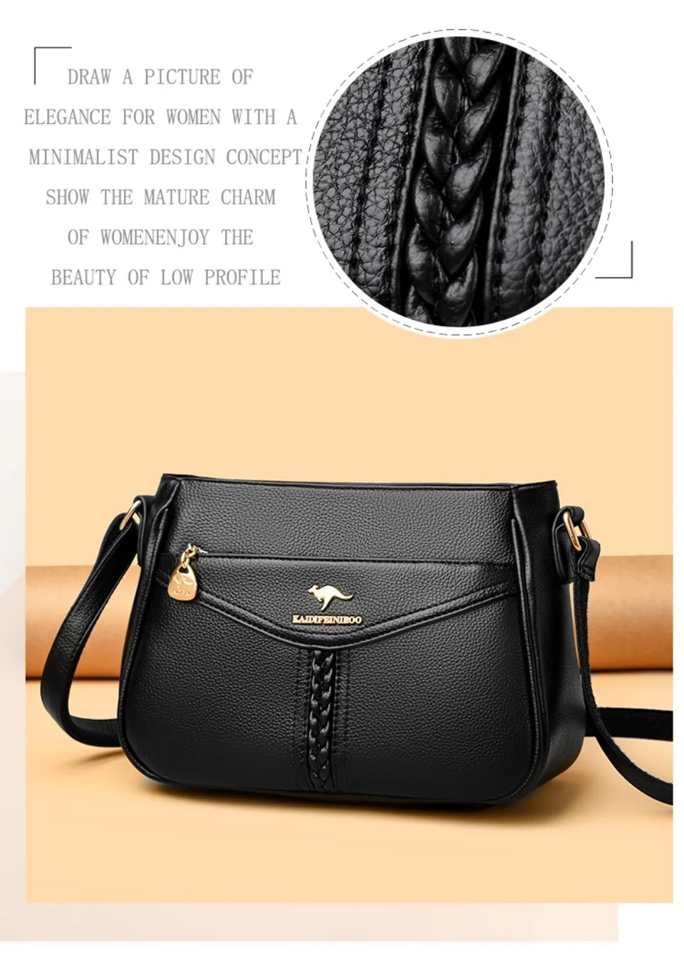 VANDERWAH Luxury PU Flap Shoulder Bag – Letter & Sequin Designer Crossbody Handbag for Women