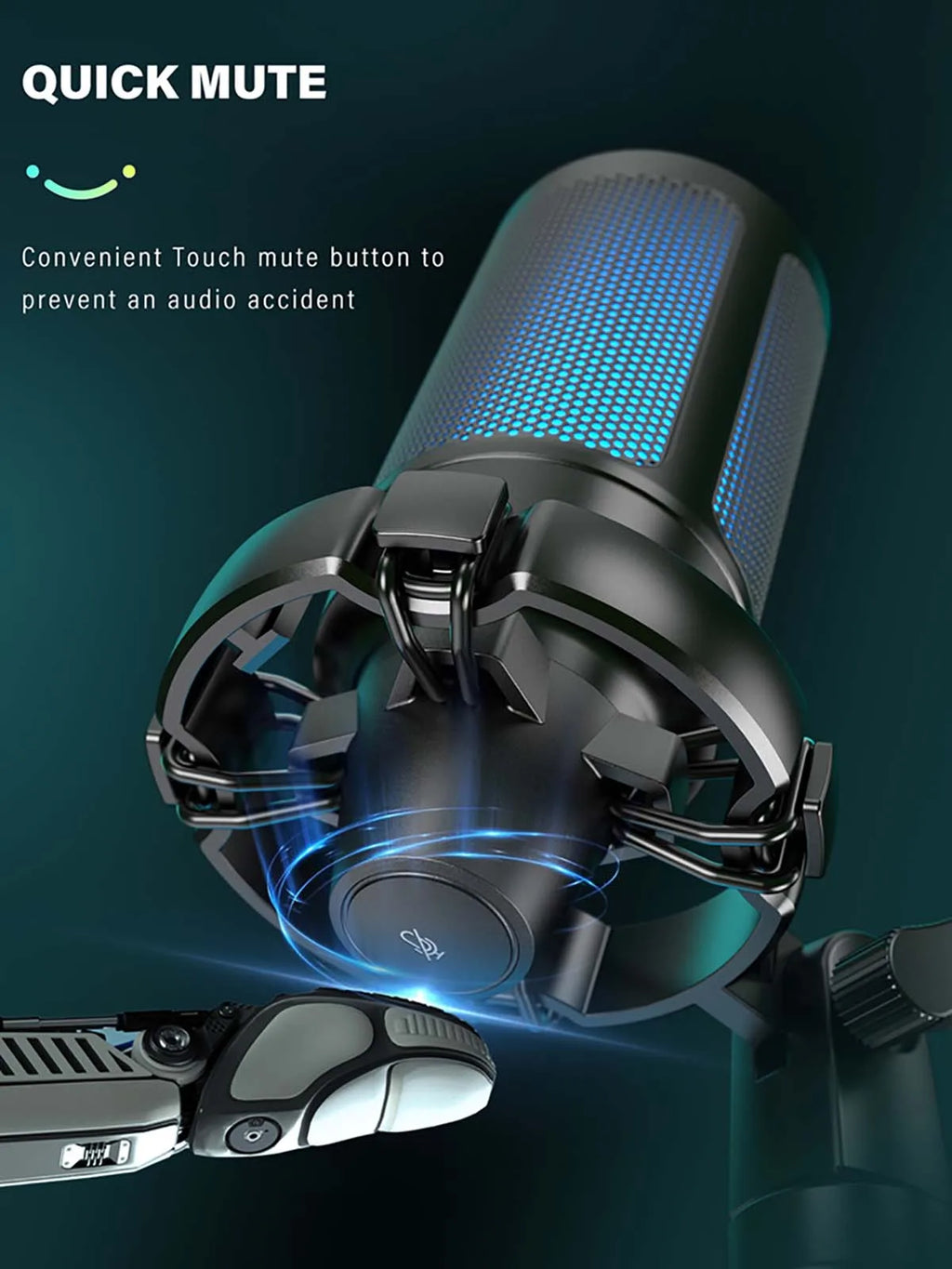 AmpliGame RGB USB Gaming Microphone with Mute — FIFINE A2