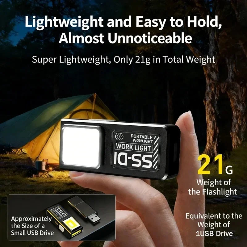Mini COB LED Flashlight – 800 Lumen, Rechargeable, Belt Clip, Magnet, Waterproof EDC Pocket Light