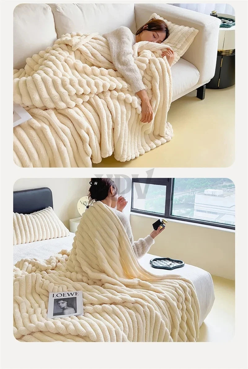 Faux Rabbit Fur Blanket – Plush Throw & Bedding Set Options