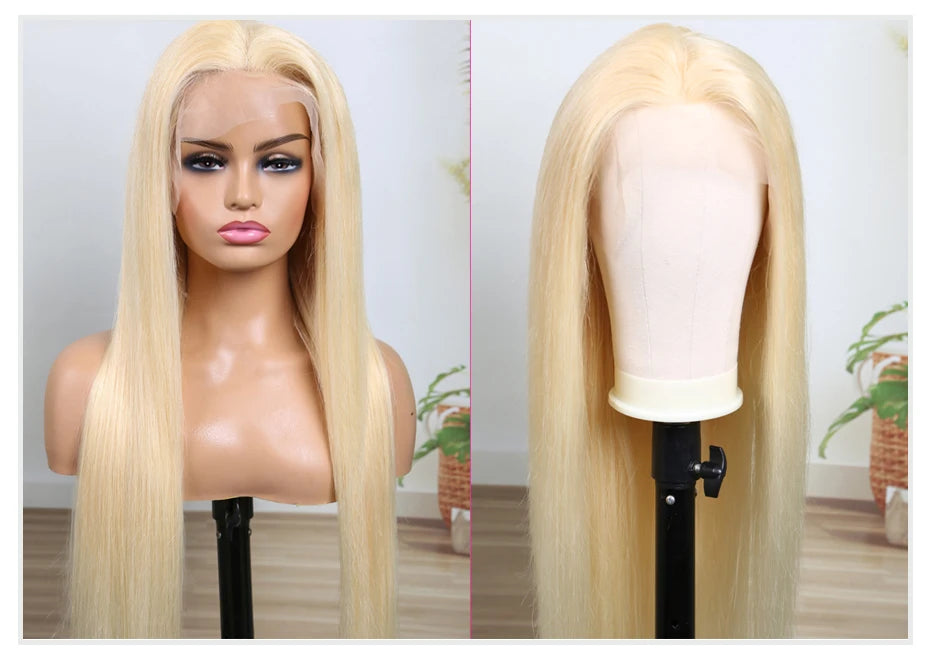 13x4 13x6 360 HD Transparent 613 Honey Blonde Color Lace Front Human Hair Wigs for Women Raw Brazilian Straight Lace Frontal Wig