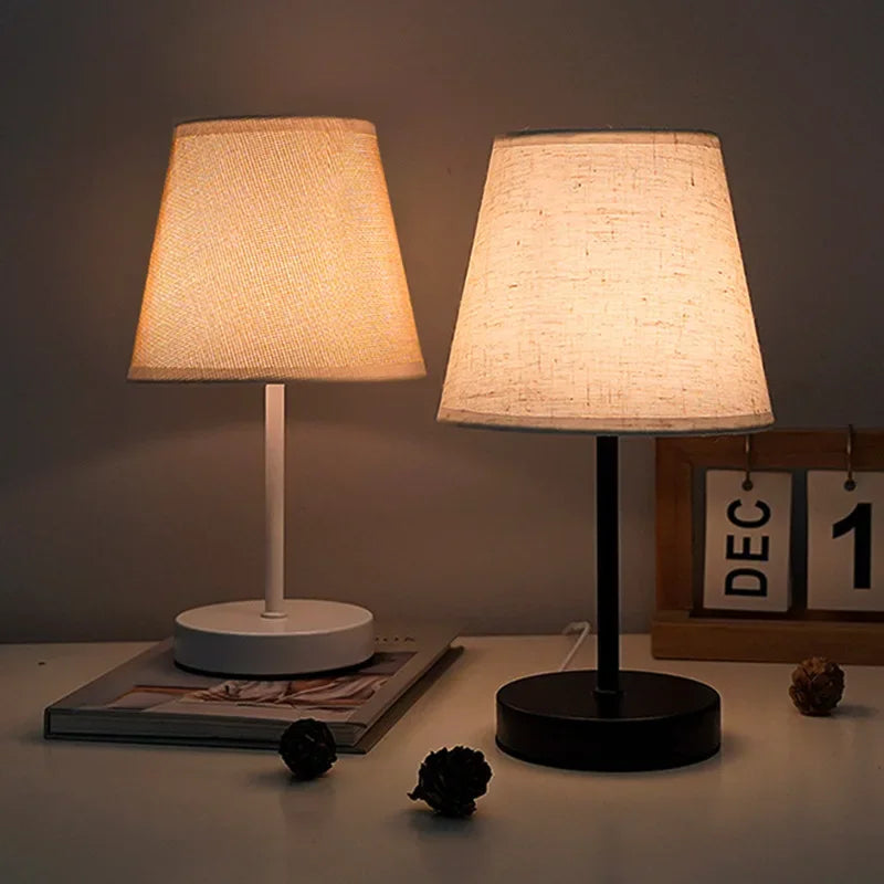 Fabric Shade Table Lamp – Compact LED Bedside Light