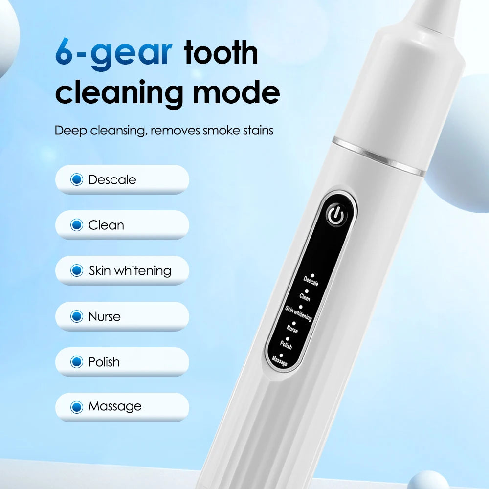 Dentist-Level Clean at Home — Electric Teeth Cleaner & Tartar Remover | 6-Gear Modes, 31,000 Vibrations/Min, IPX6 Waterproof, Type-C Charging