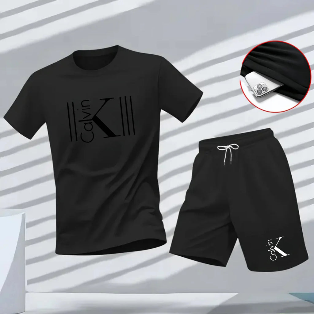Men's Pattern Print T-Shirt & Shorts Set – Breathable Summer Streetwear Casual 2-Piece