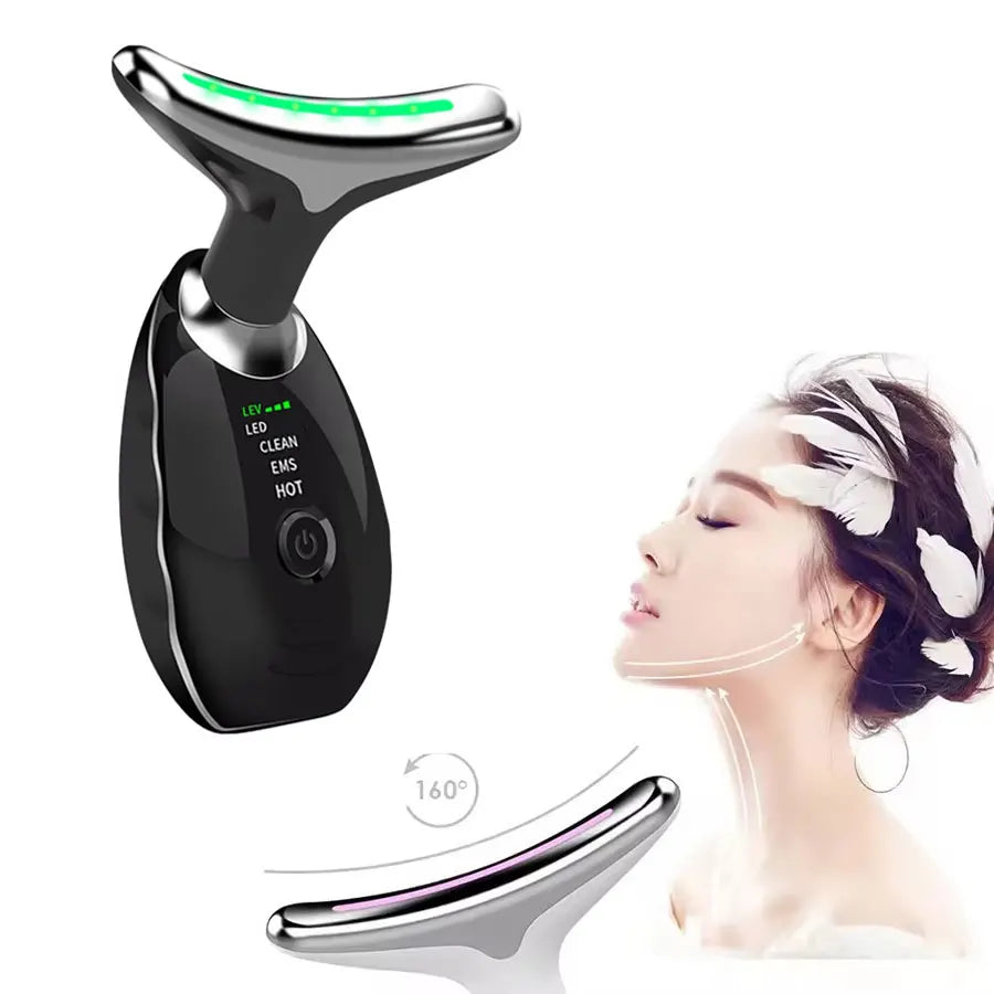 7-Color LED EMS Face & Neck Lifting Massager – Anti-Wrinkle, 45°C Heat & Vibration Skin Tightening Device