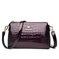 Luxury PU Alligator 3-Layer Flap Shoulder Bag – Sequin Crossbody Handbag for Women
