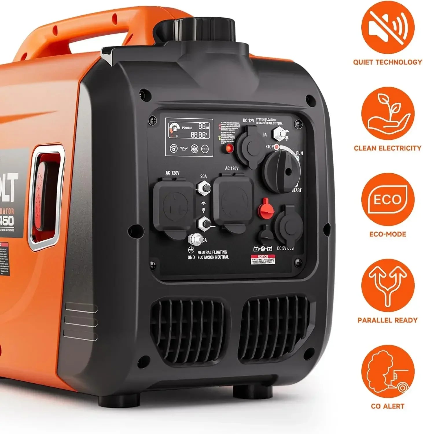 4300W Portable Inverter Generator — Super Quiet Gas-Powered, RV-Ready for Camping, Home & Emergency Use