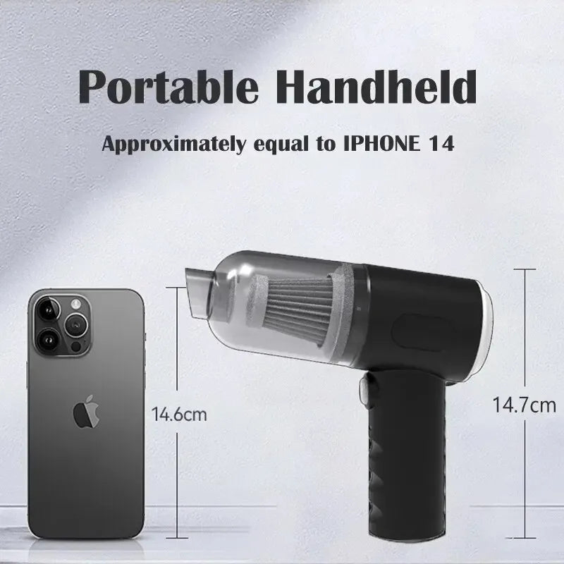 9000Pa Wireless Car Vacuum Cleaner — USB Charging Mini Wet & Dry Handheld Vacuum, 1200mAh