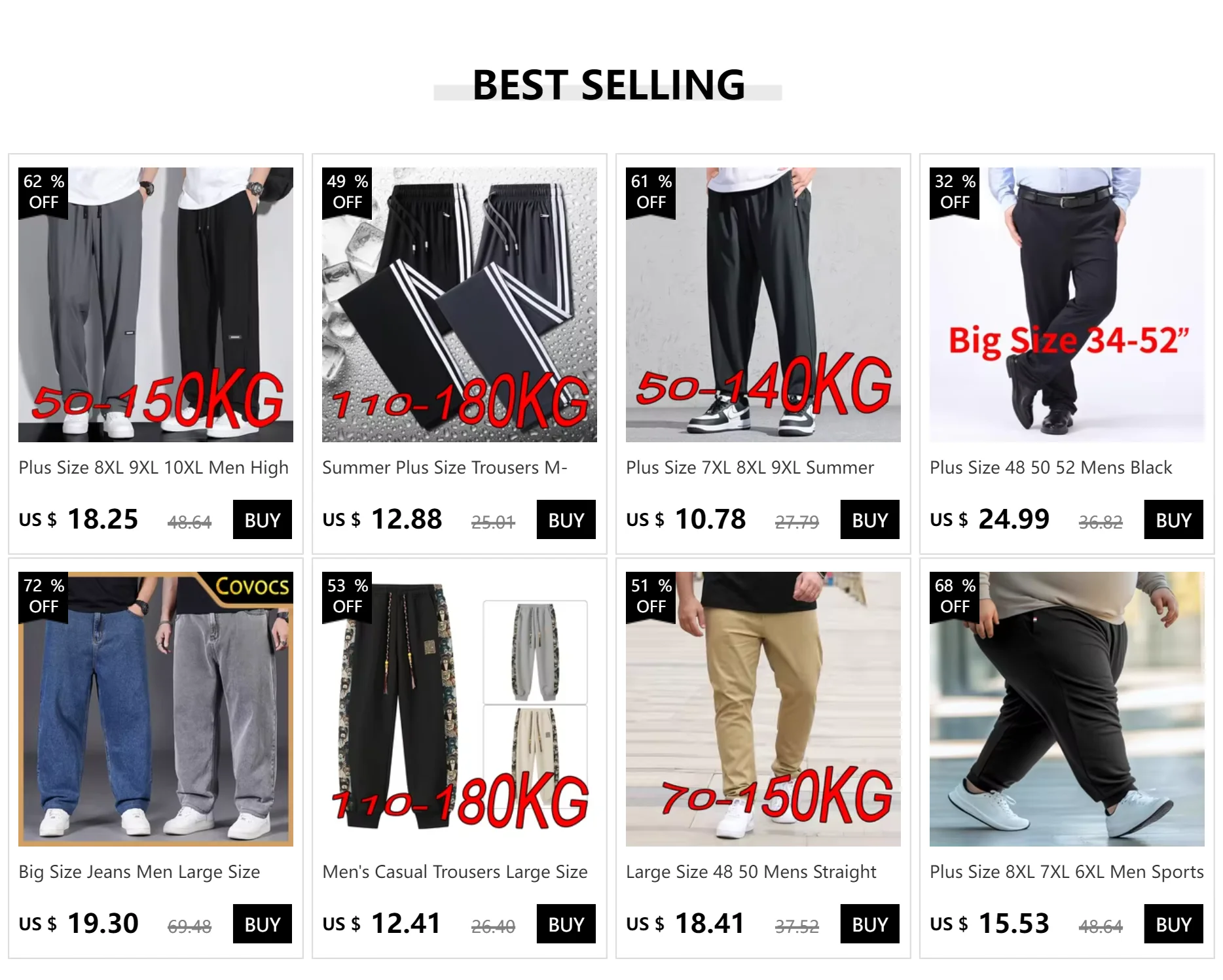 Men's Plus Size Loose Jeans — High Stretch Denim Pants in Big & Tall Sizes 30–50
