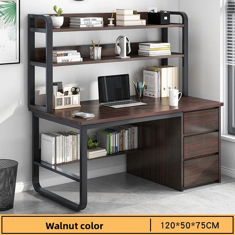 Modern Desk with Integrated Bookshelf — Student Writing Desk, Home Computer Desk & Bedroom Study Table
