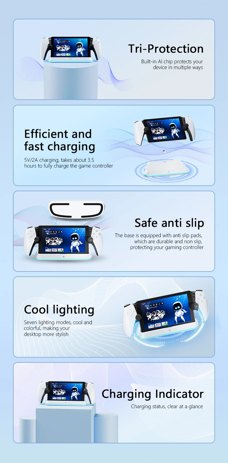 HONCAM Charging Dock Station for PlayStation Portal — Fast Charge & Organized Storage