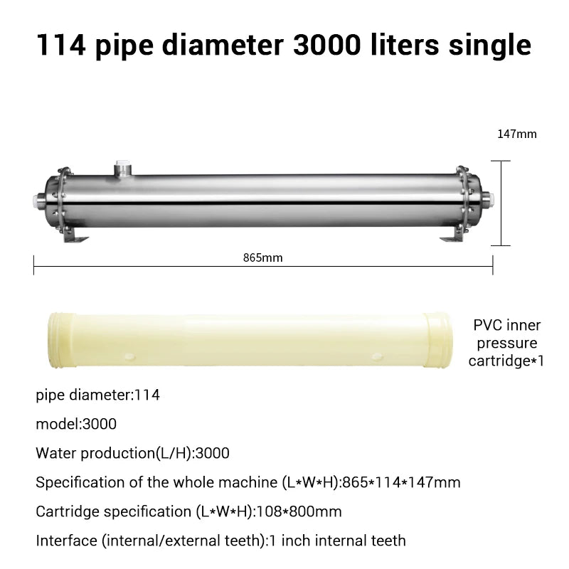 3000L Home Water Purifier — Stainless Steel PVDF Ultrafiltration, Washable & Direct-Drinking