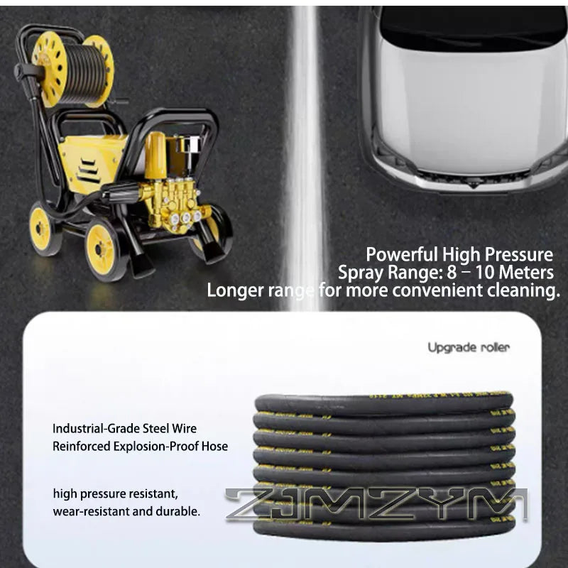 Electric High-Pressure Washer with Auto Start/Stop & Self-Priming – 10m, 15m & 20m Options