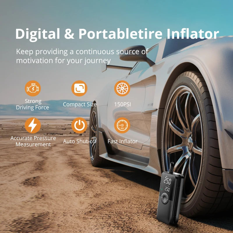 CARSUN Cordless Tire Inflator with Digital Display