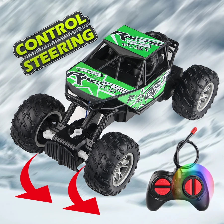 4-Way Remote Control Off-Road Climbing Toy Car with Lights & Anti-Slip Rubber Tires