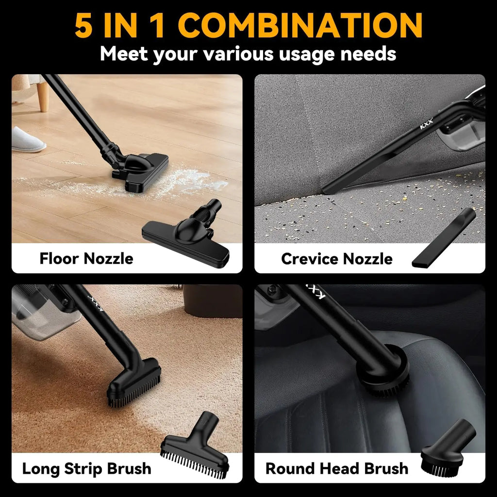 5-in-1 Handheld Electric Vacuum Cleaner – 400W Powerful Motor, 46 CFM for Floor, Carpet & Car
