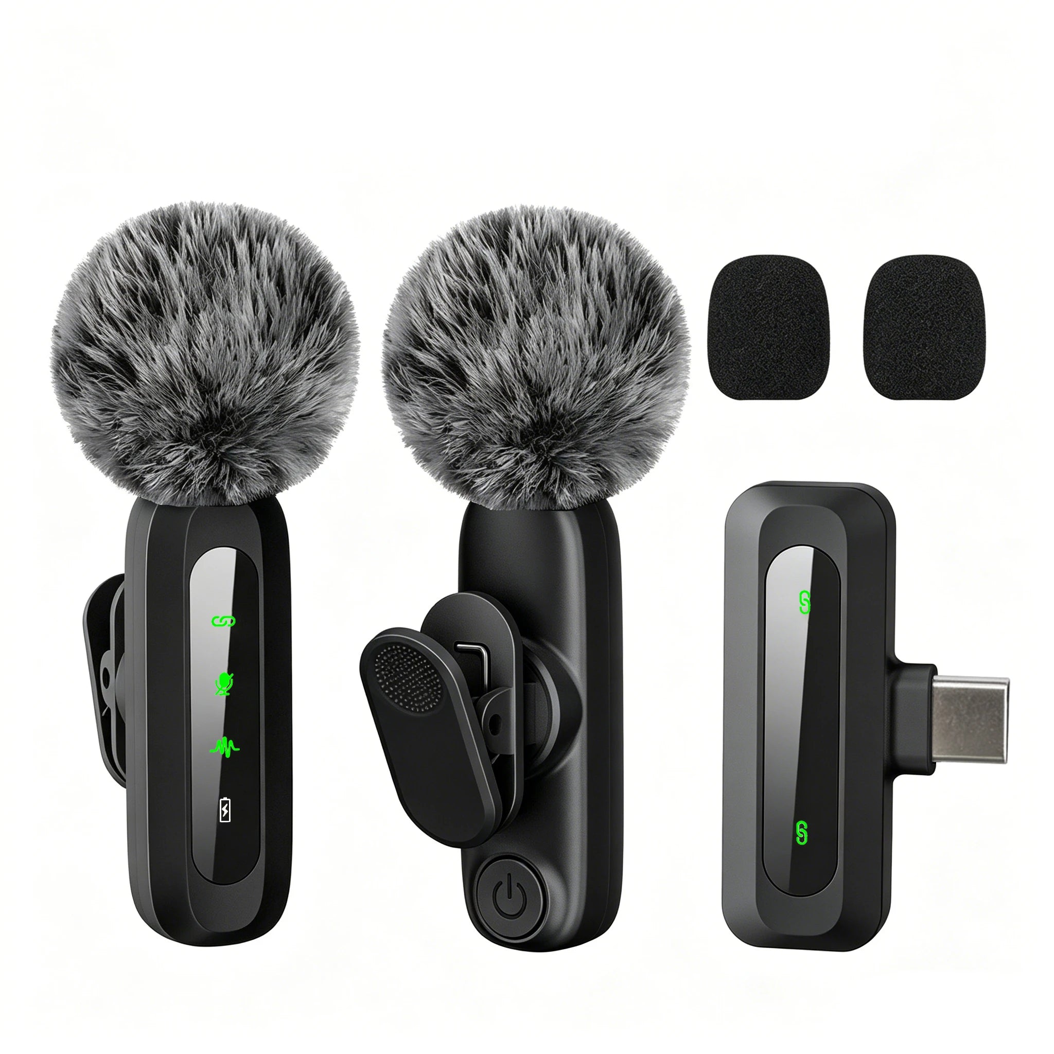 Wireless Lavalier Microphone with Noise Cancelling — Type-C Lapel Mic for iPhone 15+, Android, Vlog & Live Streaming