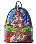 Loungefly-Style Princess Castle PU Leather Backpack – Women's Double Strap Shoulder Bag