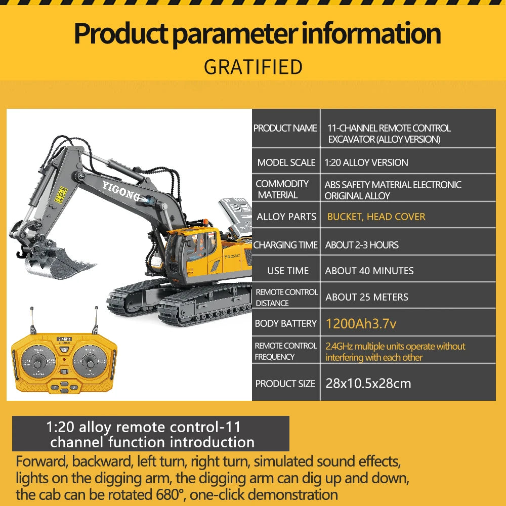 RC Excavator & Construction Toy Set – Remote Control Dump Truck & Bulldozer for Kids