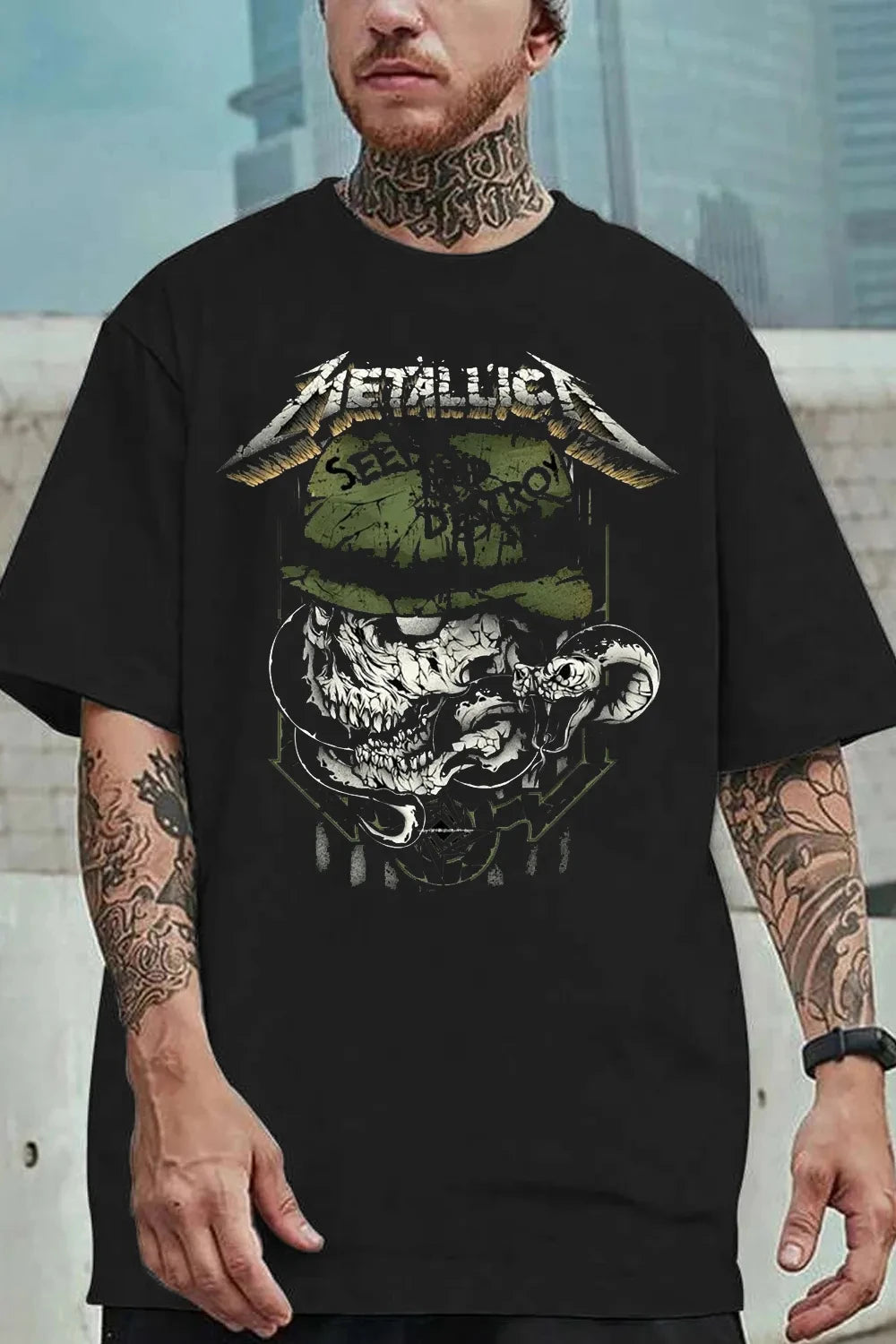 Metallica Rock Band Graphic T-Shirt — 100% Cotton Streetwear Tee for Men & Women