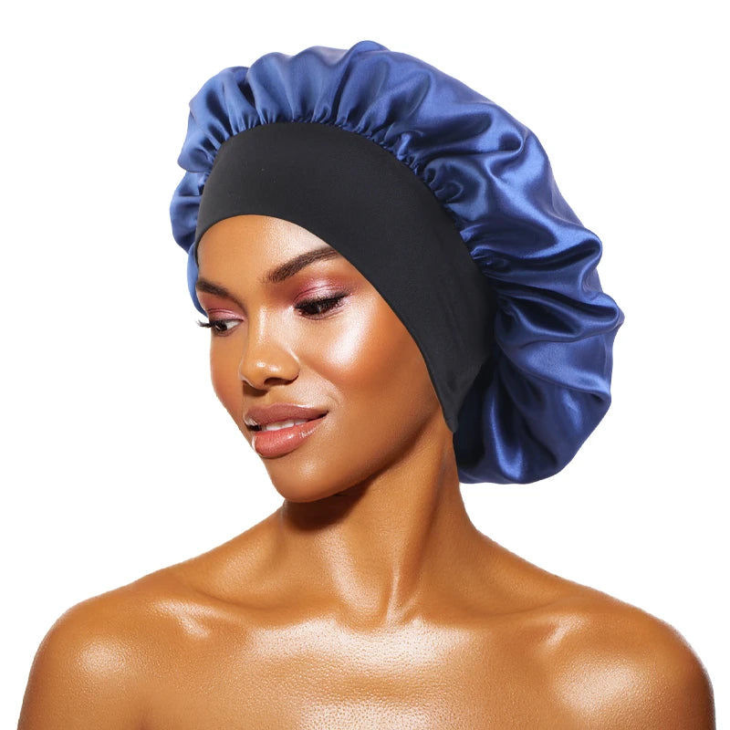 Satin Sleep Bonnet — Wide-Brim Hair Care Cap