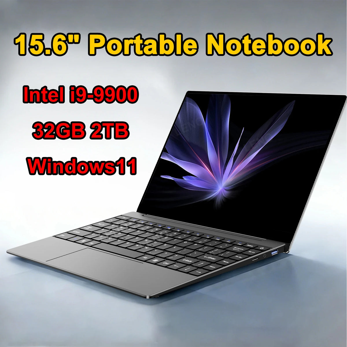 15.6" Intel Slim Laptop – Backlit Keyboard, Up to 32GB DDR4, 2TB SSD, 3 Colors, Windows 11
