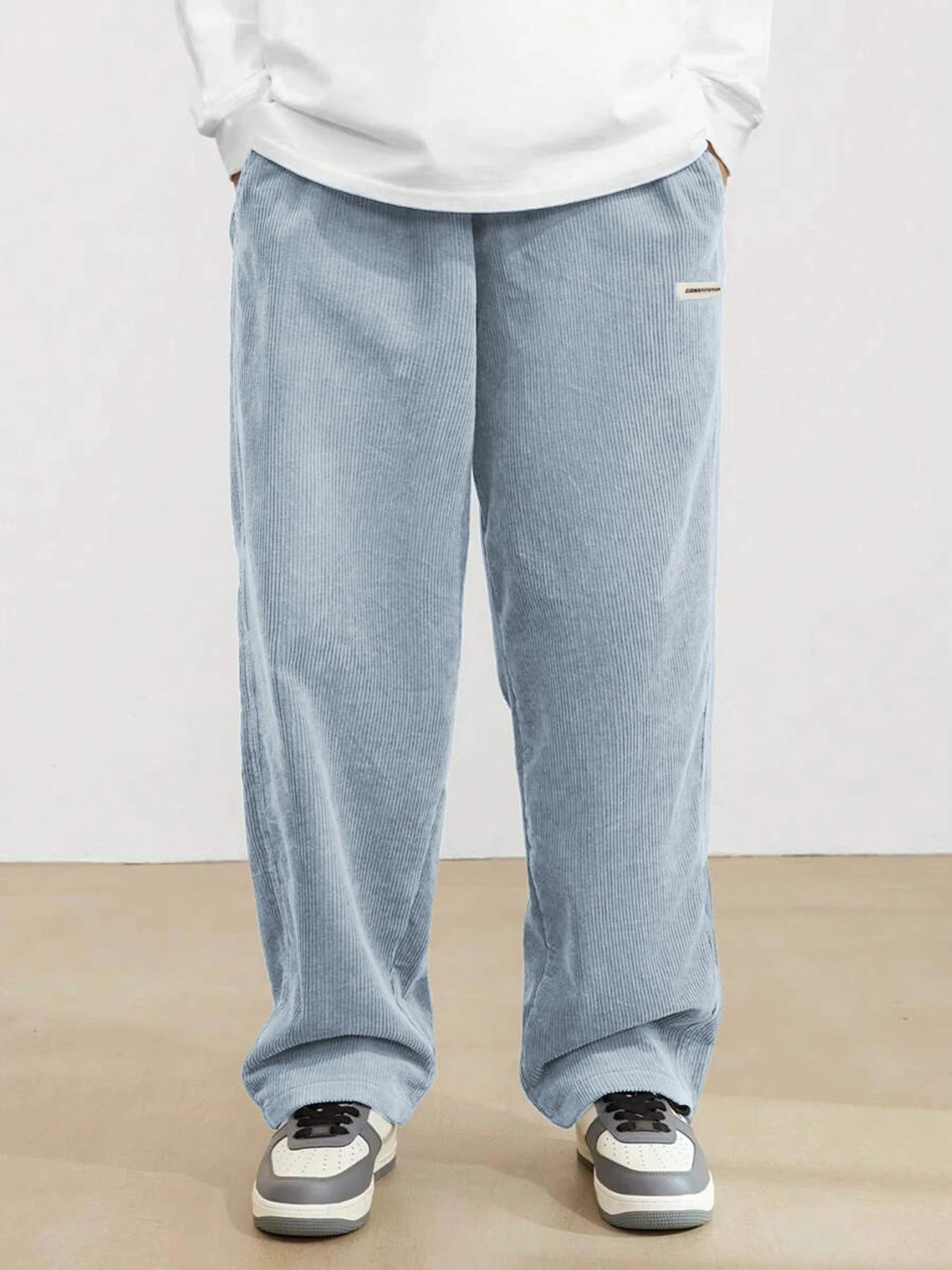 Men's Corduroy Straight Leg Thermal Trousers — Warm Casual Winter Pants