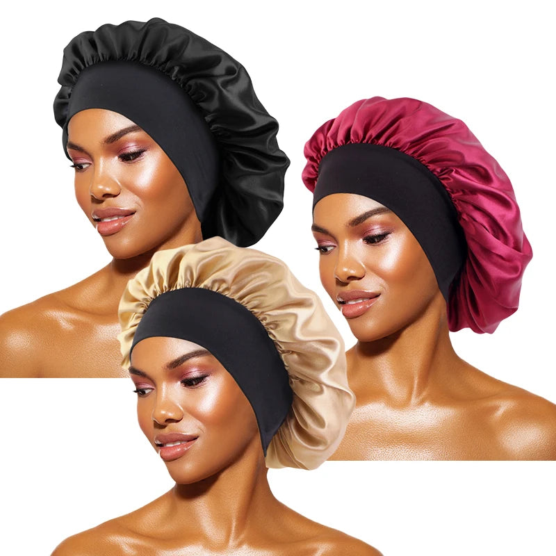 Satin Sleep Bonnet — Wide-Brim Hair Care Cap
