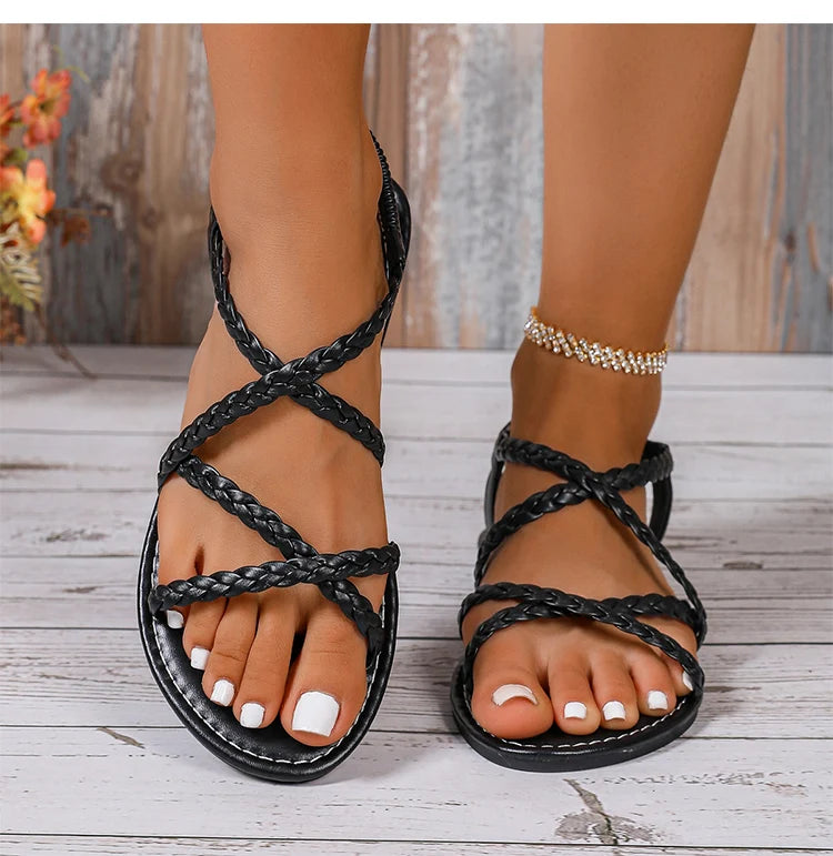 Women's Flat Strap Sandals – Casual Summer Beach Footwear