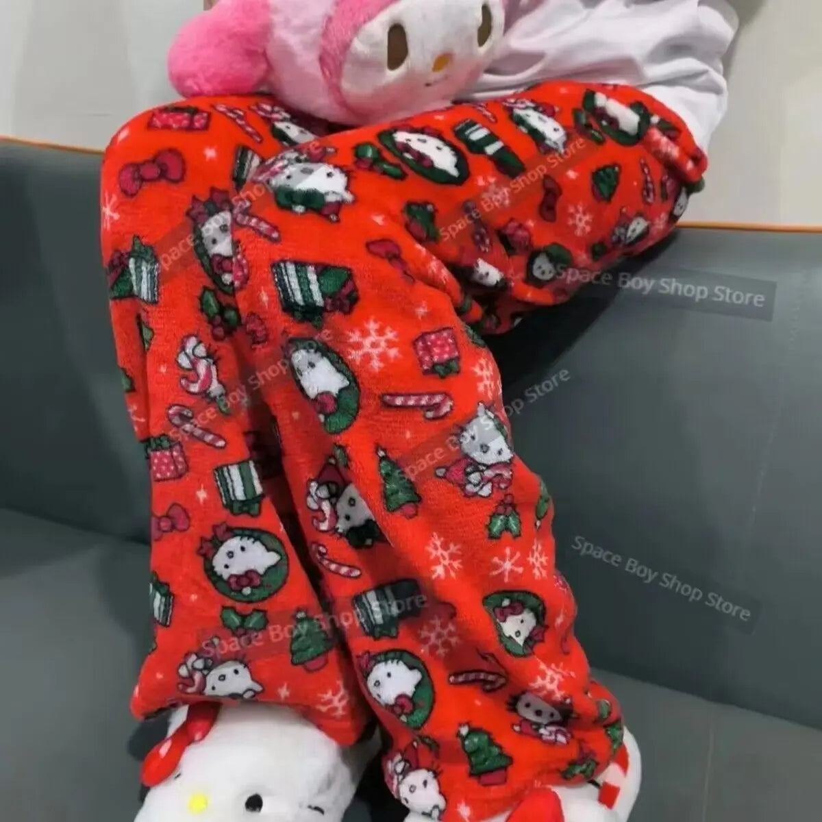 Y2K Hello Kitty Anime Couples Pajamas | Cartoon Casual Homewear Trousers Set