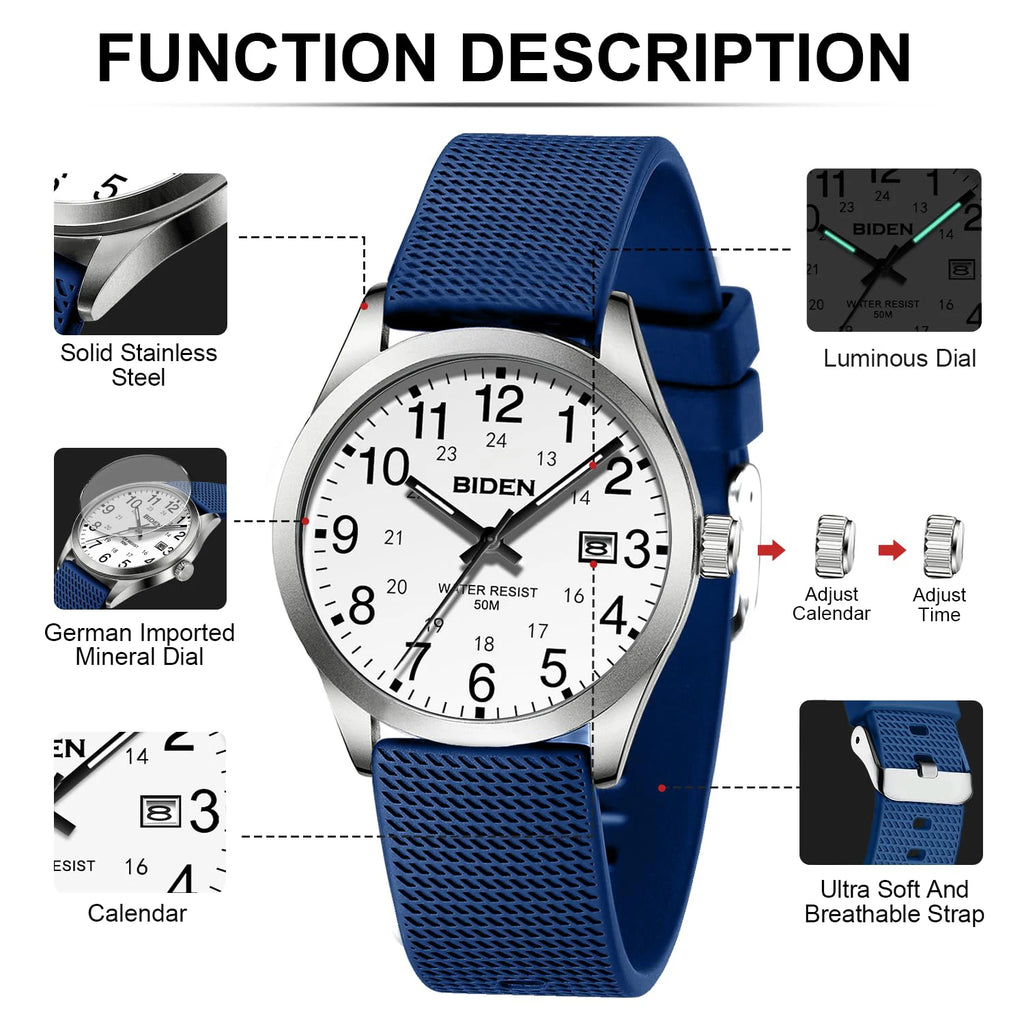 BIDEN Men's Waterproof Luminous Quartz Sports Watch