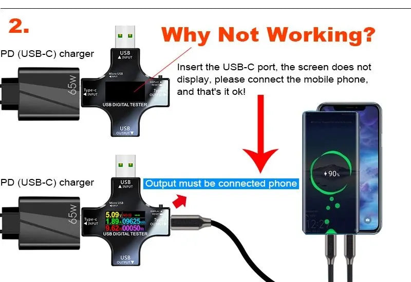 USB Tester Type-C PD Digital Capacity Meter — Voltage, Current & Power Measurement