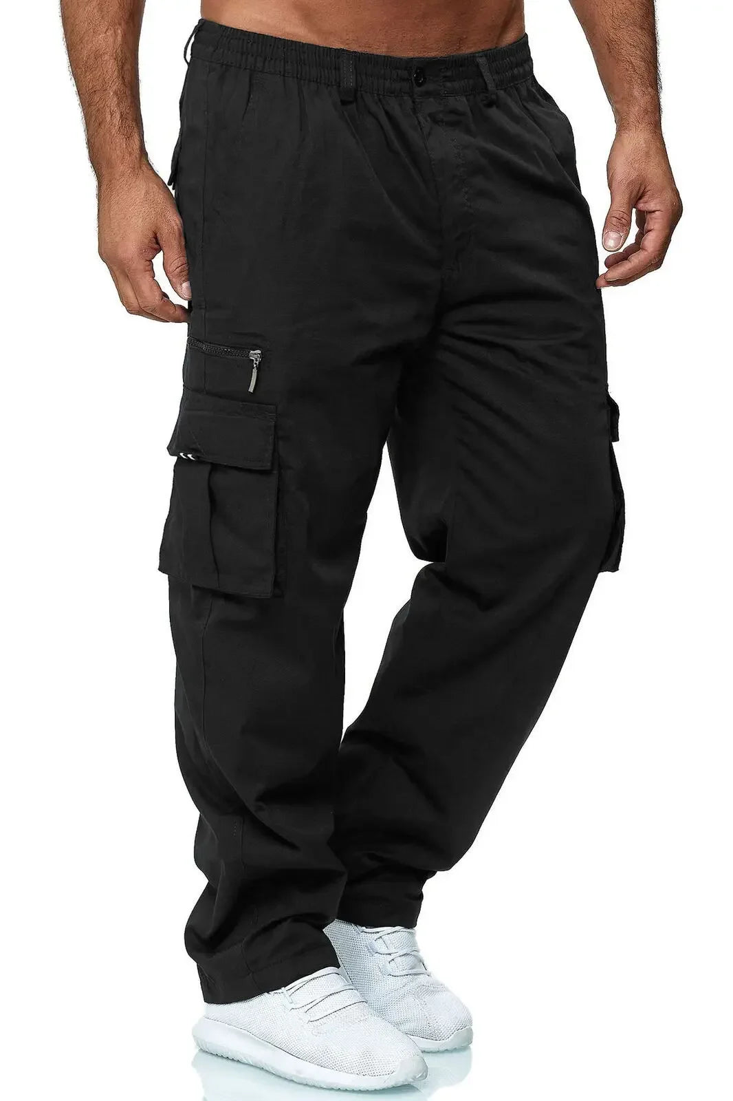 Men's Multi-Flap Pocket Straight Pants — Utility Casual Trousers