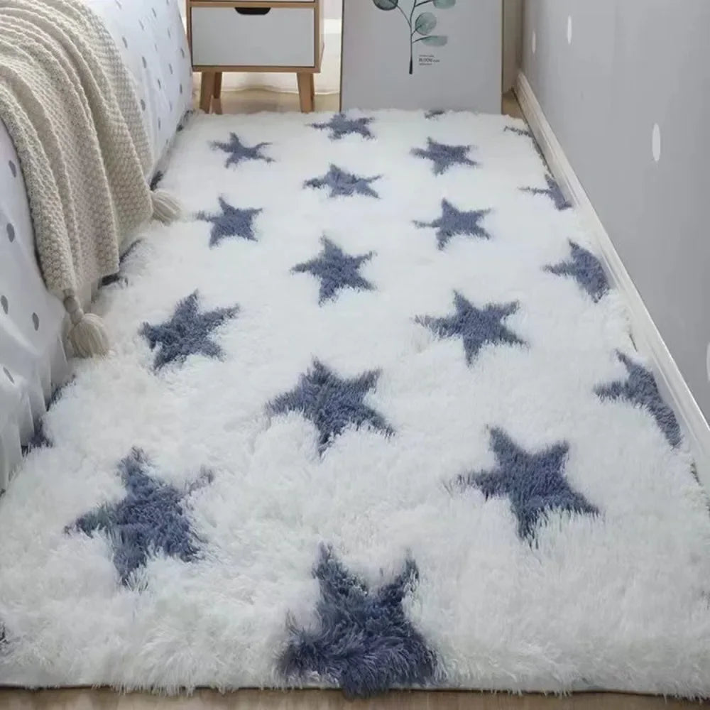 VIKAMA Minimalist Shaggy Silk-Touch Rug – Non-Slip Dirt-Resistant Carpet for Living Room, Bedroom & Study
