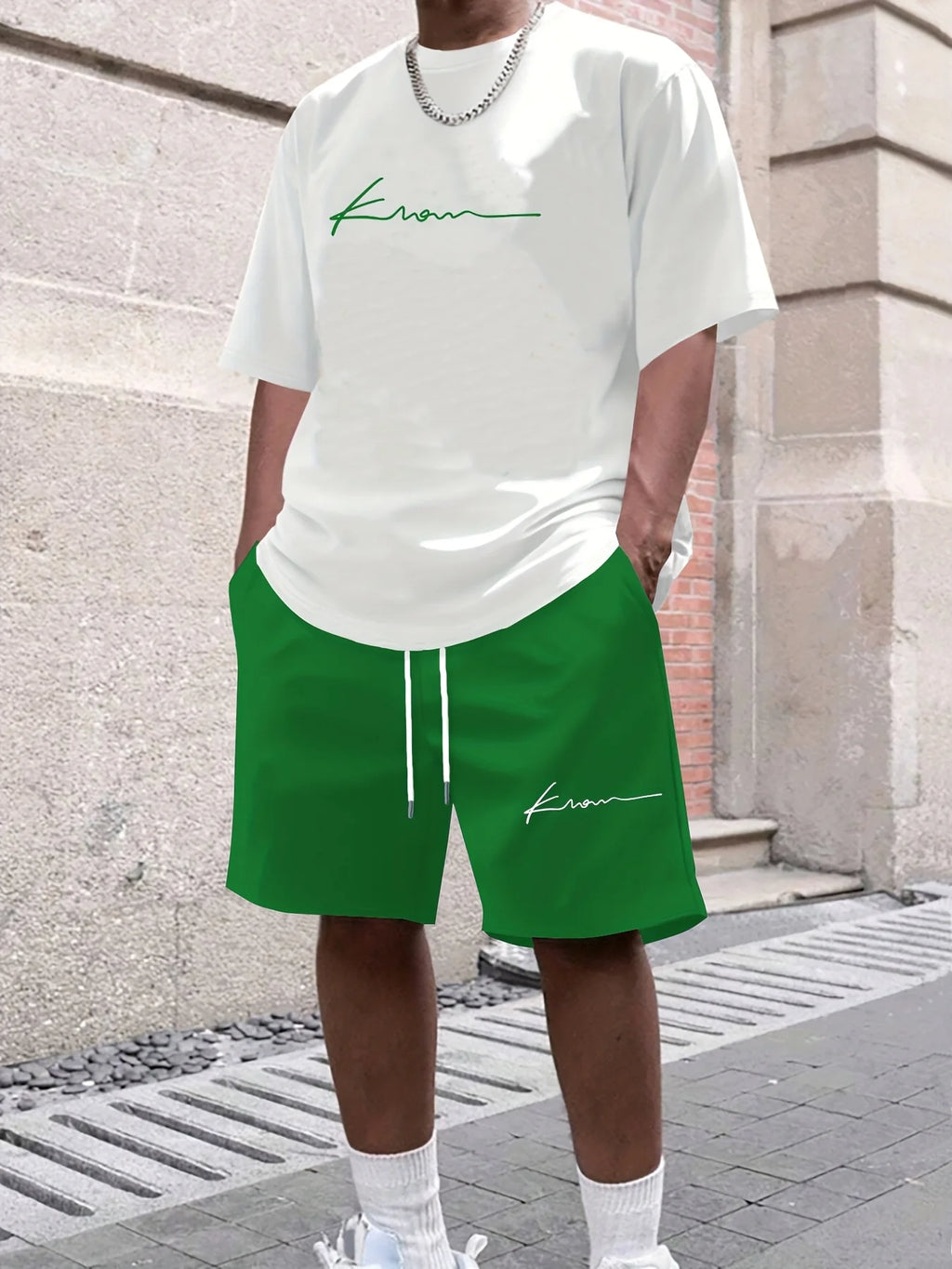 Men's Hip-Hop Bear Print Short Sleeve Sports Set – Quick-Dry 2-Piece Streetwear