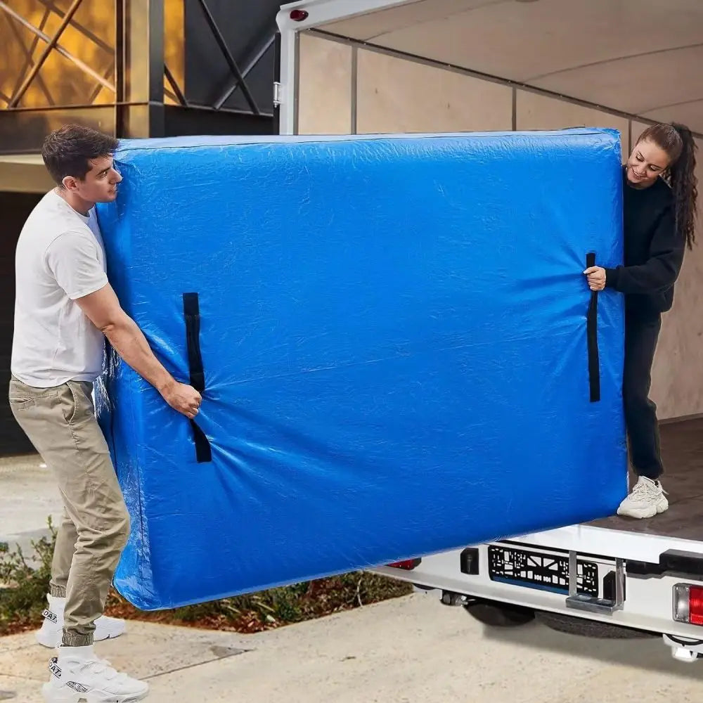 Heavy-Duty Mattress Bag for Moving & Storage – Reusable Tarp Cover with Easy Carrier