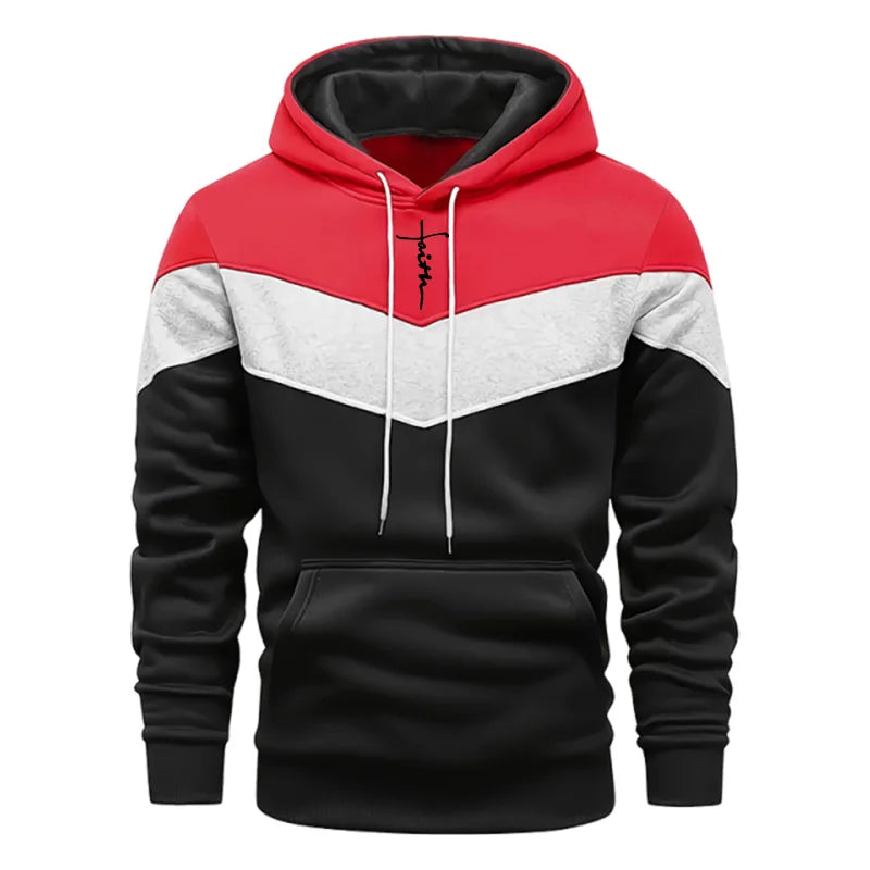 Men's Tricolor Hoodie & Sweatpants Tracksuit – Autumn Winter Casual Sport Set