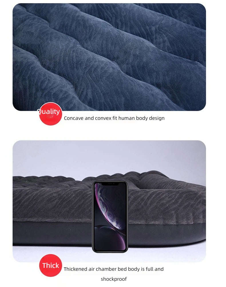 Car Inflatable Mattress – Soft Fabric Backseat Air Bed for Road Trips & Camping, Multiple Colors