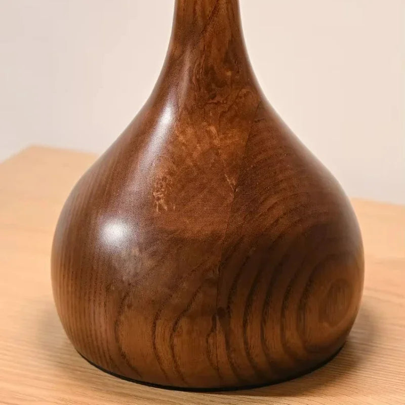 Retro Glass Table Lamp – Sculpted Wood-Look Base