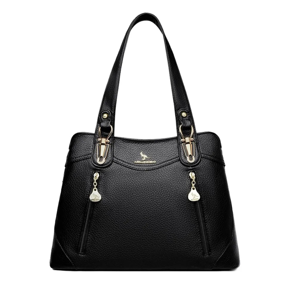 VANDERWAH Bark Pattern Microfiber Leather A4 Tote Bag – Luxury Designer Shoulder Handbag for Women