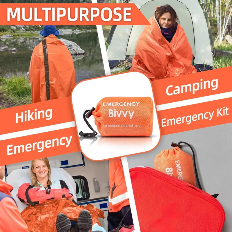 Emergency Mylar Survival Sleeping Bag – Thermal Bivy Sack, Lightweight Waterproof Shelter for Camping & Hiking