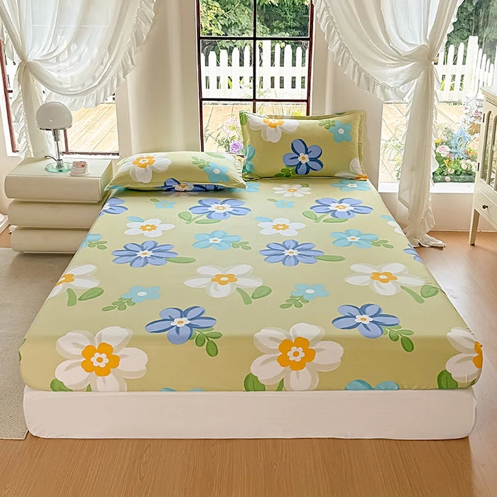 Bonenjoy Carrot Pattern Fitted Sheet – Elastic Mattress Cover, Twin to King, Adults & Kids