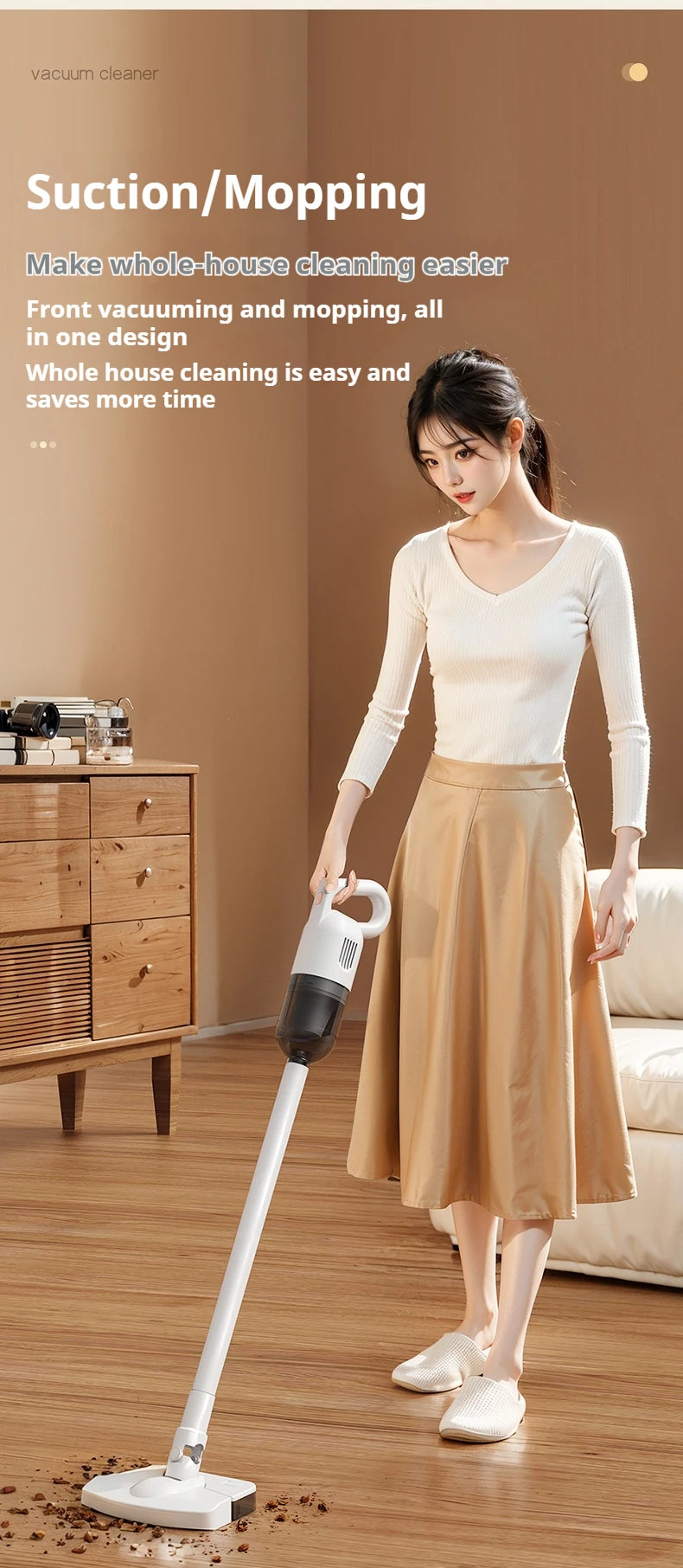 2-in-1 Cordless Vacuum & Mop – 22000Pa, 130° Multi-Angle, HEPA Filter, Pet Hair