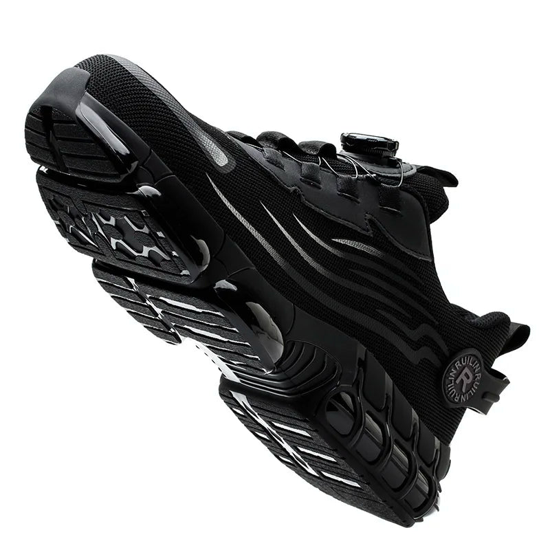 Men's Air Mesh Button-Closure Work Shoes