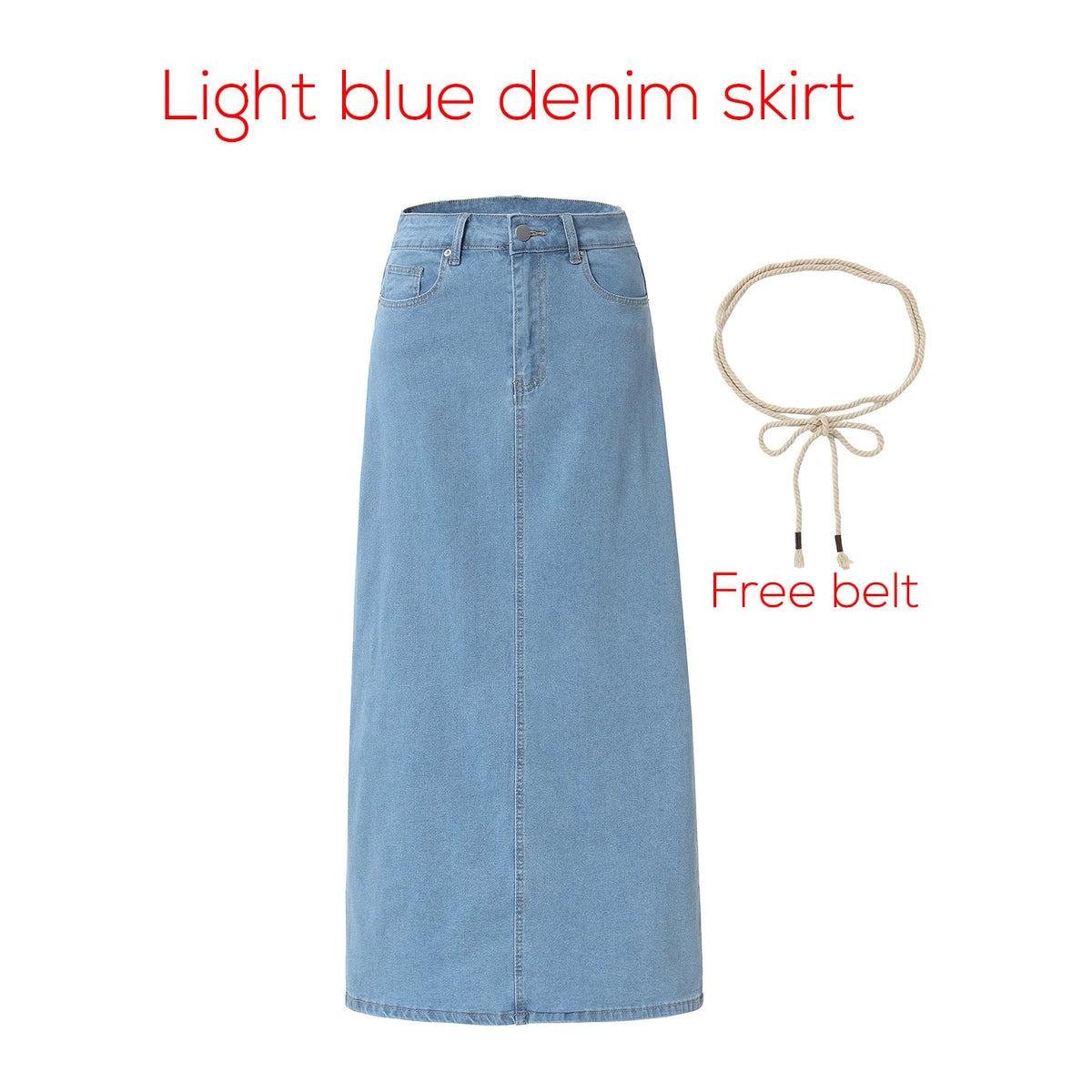 Women's Cotton Denim Skirt – Elegant Stripe & Solid A-Line Jean Skirt 2026