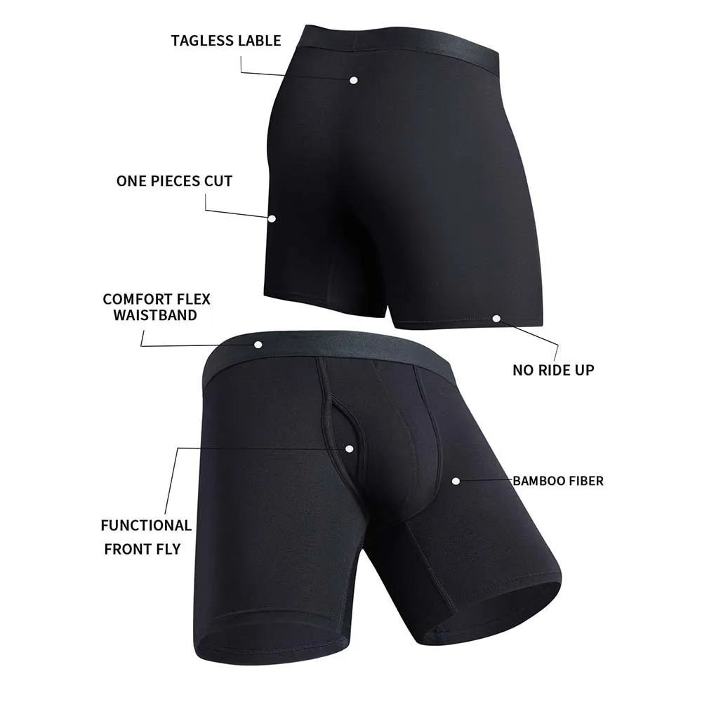 Men's Bamboo-Blend Long Boxer Briefs, 8-Pack