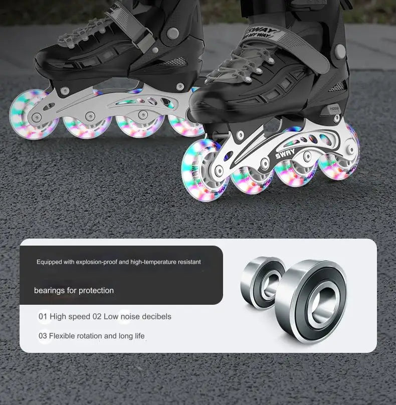 Adult Inline Roller Skates – Beginner Outdoor PU Street Freestyle Sneakers with 4 Wheels